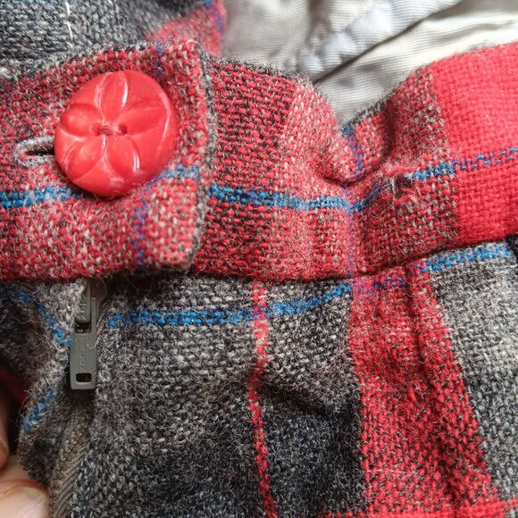 24W 24" Vintage 1960's Womens Skirt RED/GRAY PLAID WOOL MID RELIC CAMP - Picture 8 of 8